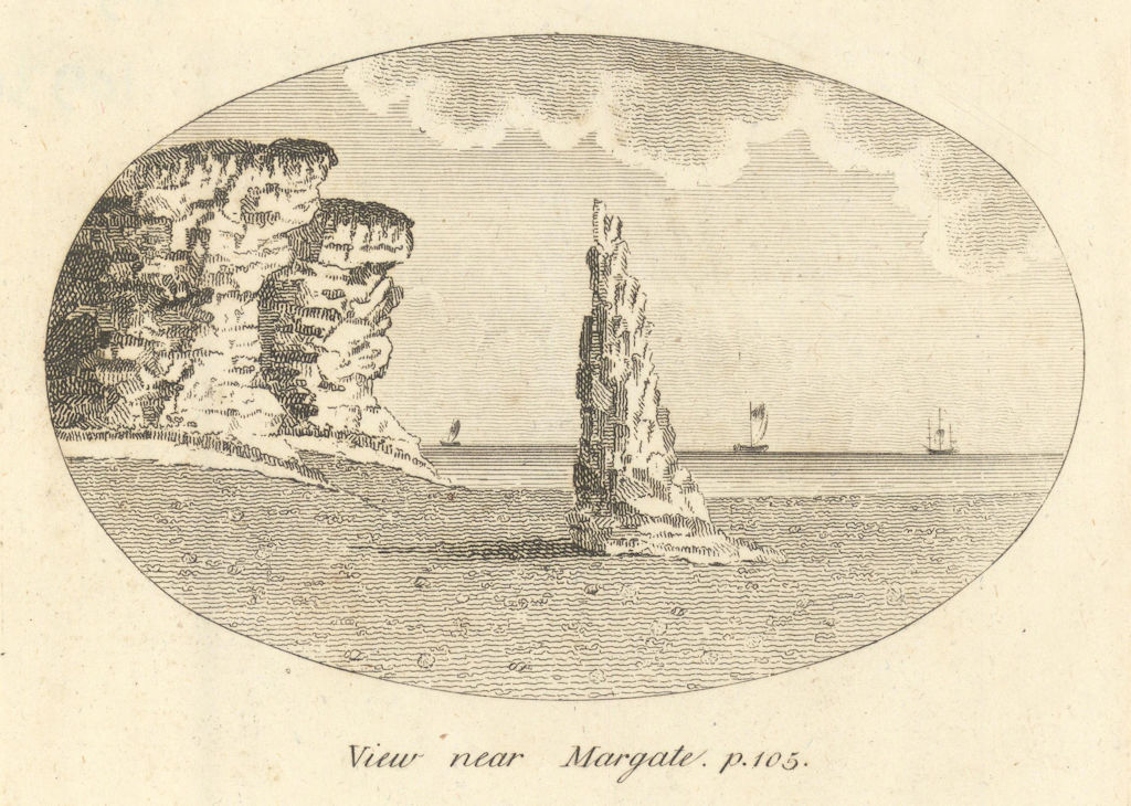 View of the Cliff near Margate, Kent called "Newgate." Newgate Gap 1791 print