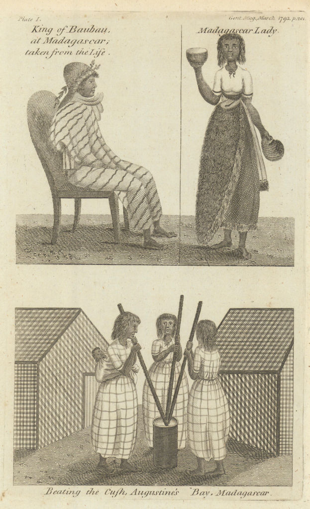 Madagascar. King of Baubau. Beating the Cush, St Augustine's Bay. Toliara 1793