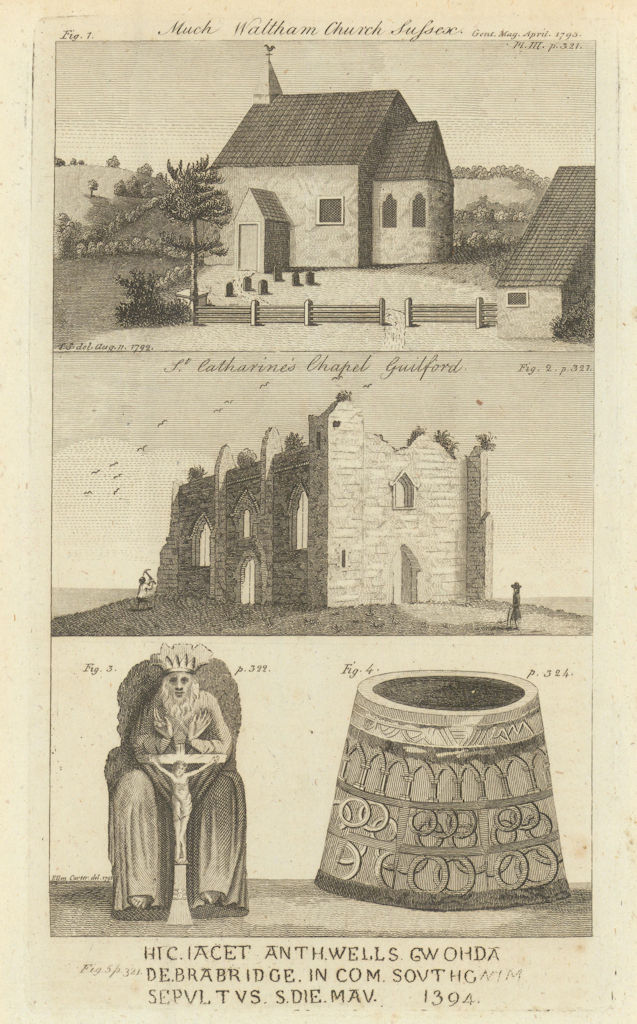 St. Mary the Virgin church, Upwaltham. St. Catharine's Chapel, Guildford 1793