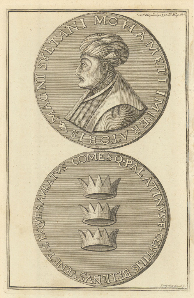 Sultan Mohamet medal, ob. 1481. Sultan Mehmed II. Conquered Constantinople 1793