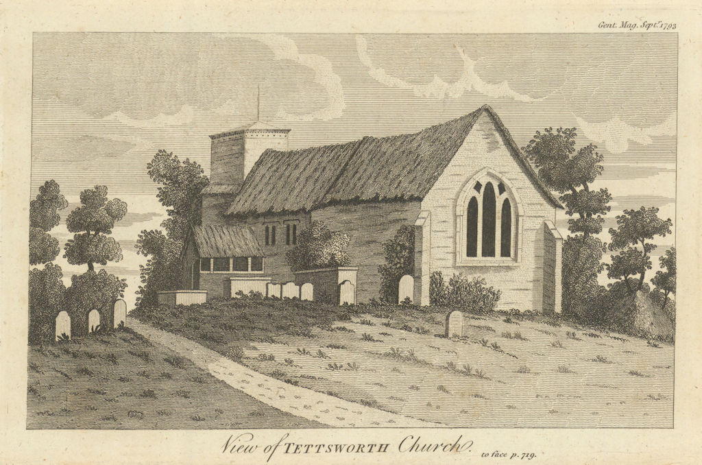 St Giles’ Church, Tetsworth, Oxfordshire. Rebuilt 1855. Gent's Mag 1793 print