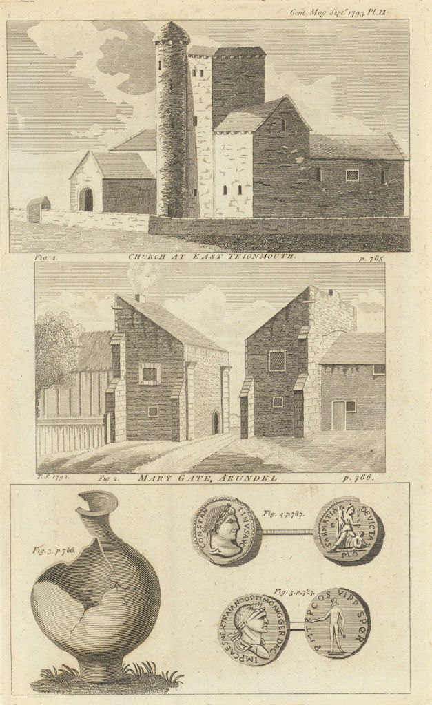 St. Michael's church, East Teignmouth. Rebuilt 1820s. Mary Gate, Arundel 1793