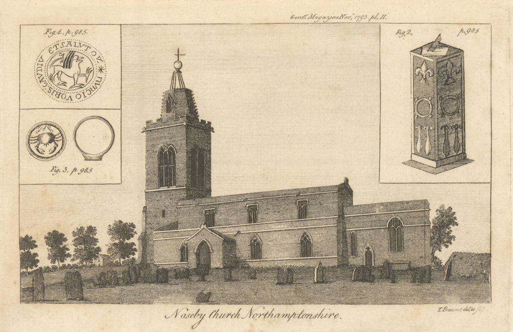 All Saints' Church, Naseby, Northamptonshire. Vicarage sundial. Gent's Mag 1793