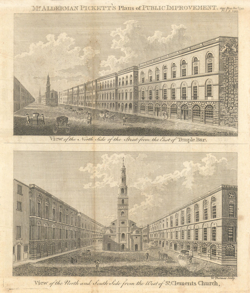 Alderman Pickett's Strand redevelopment plan around St. Clement Danes church 1793