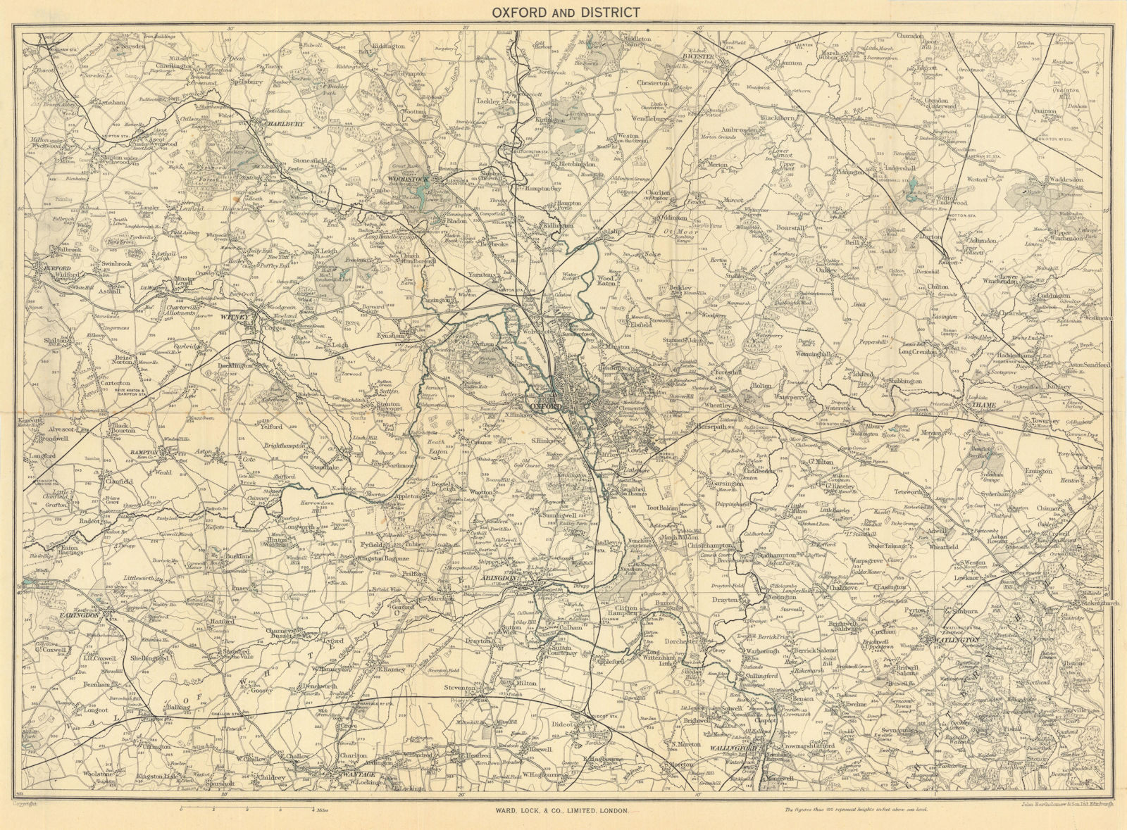 OXFORD & UPPER THAMES VALLEY Cotswolds Woodstock Abingdon WARD LOCK 1938 map