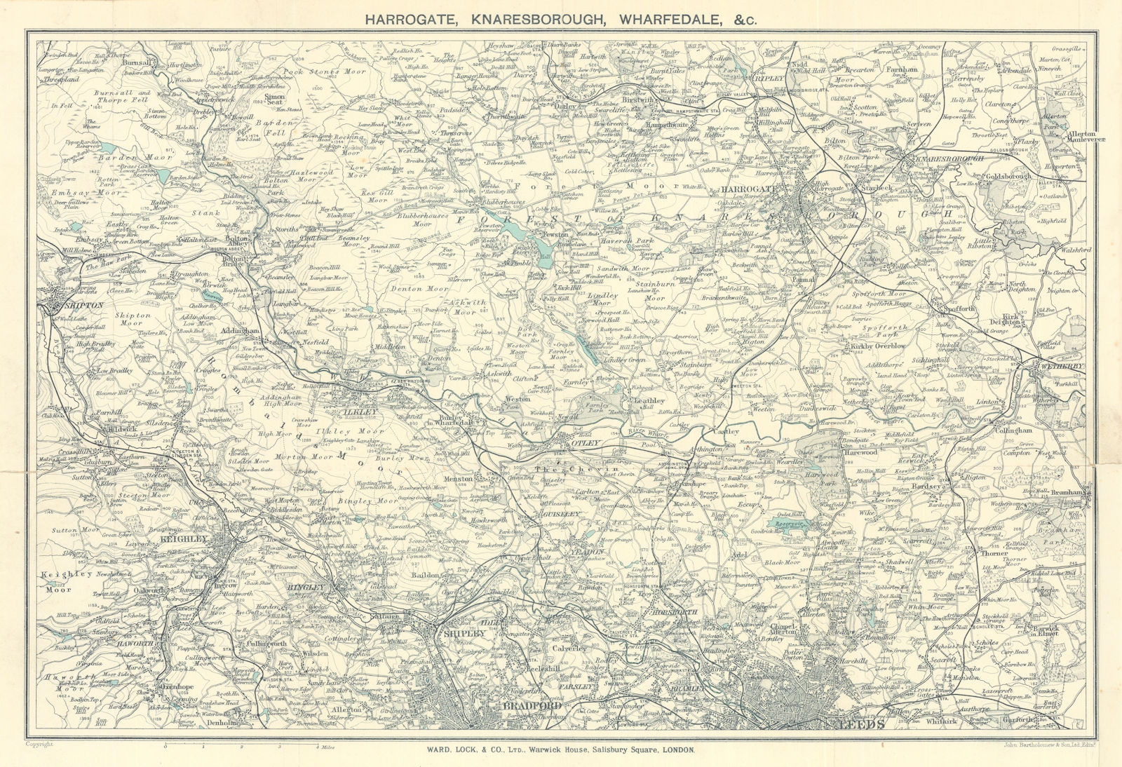 YORKSHIRE Harrogate Knaresborough Wharfedale Leeds Bradford. WARD LOCK 1927 map