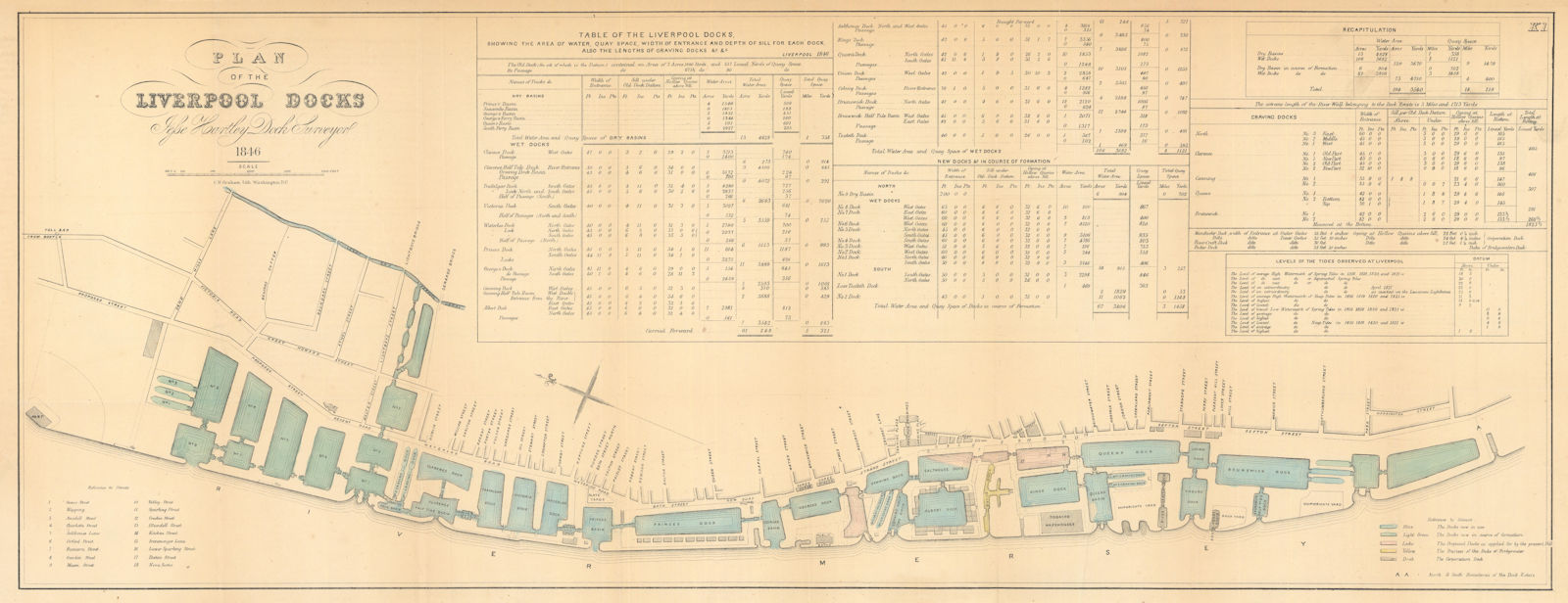 Plan of the Liverpool Docks by Jesse Hartley, Dock Surveyor. CB Graham 1846 map
