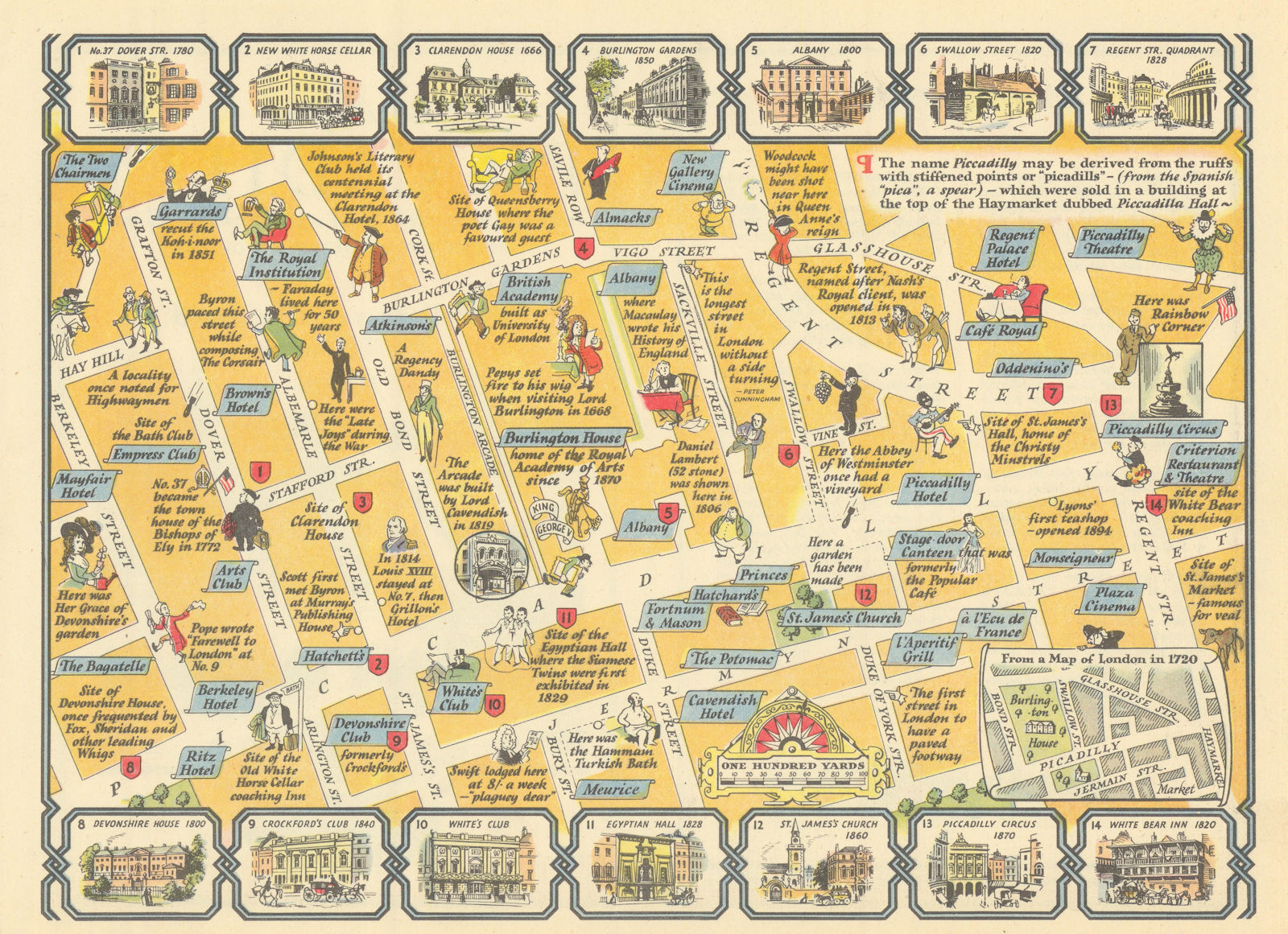 Piccadilly. Green Park-Piccadilly Circus #2 JP Sayer's Survey of London 1947 map