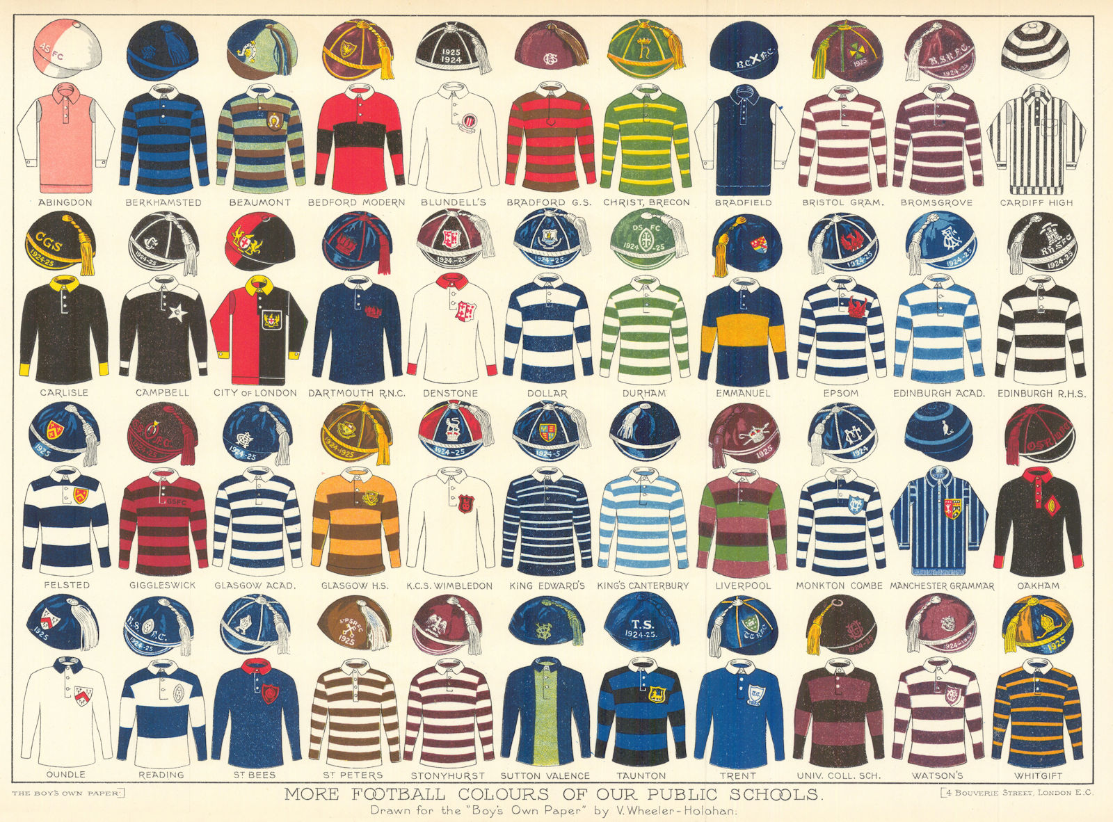 More Rugby Football Colours of our Public Schools. Boy's Own Paper 1925 print