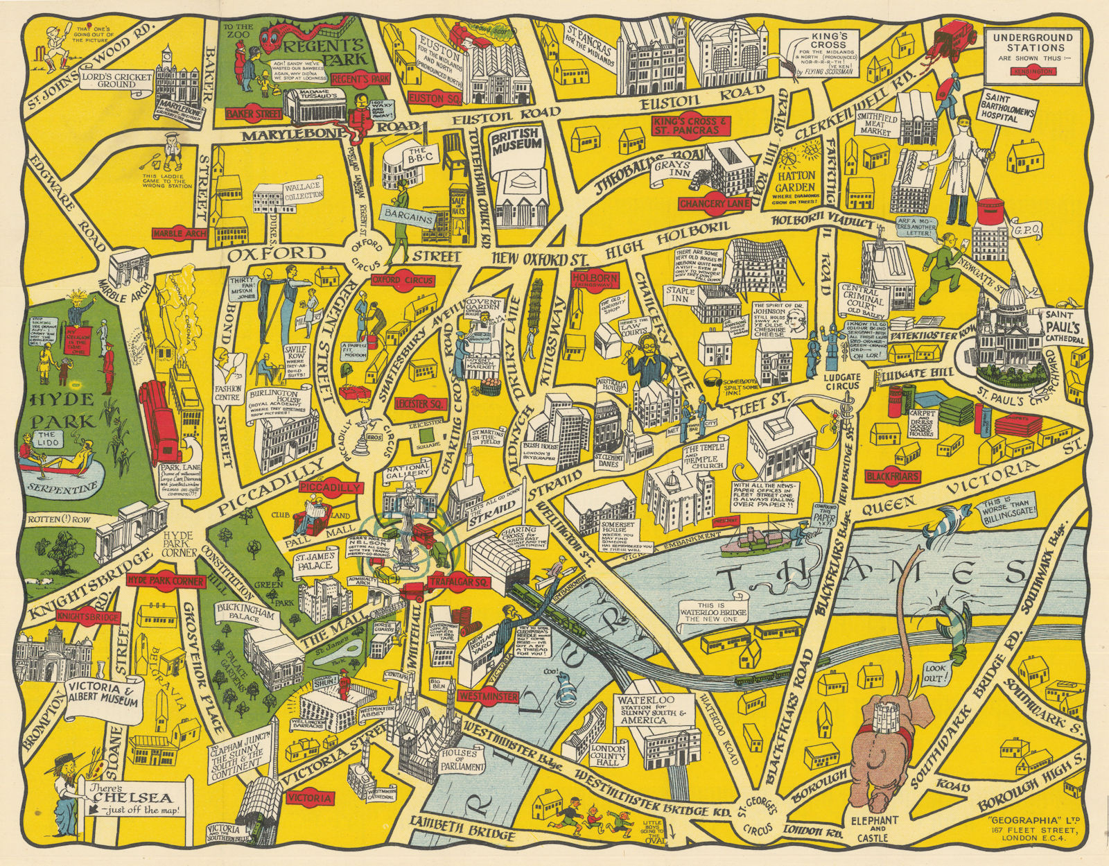 The New Pictorial Map of London by Geographia. New Waterloo Bridge c1942