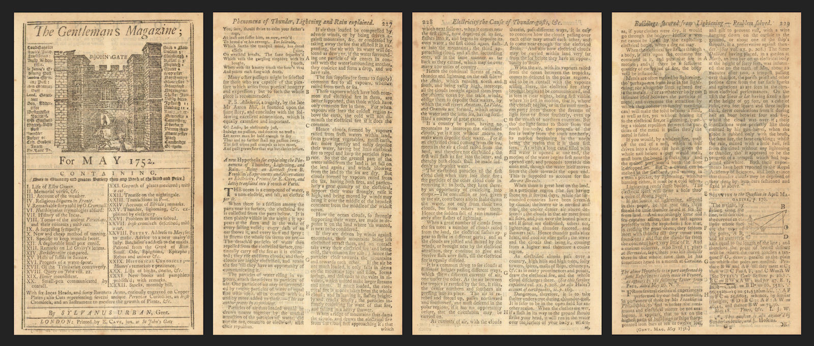 Benjamin Franklin's Hypothesis for explaining… Thunder, Lightning & Rain 1752