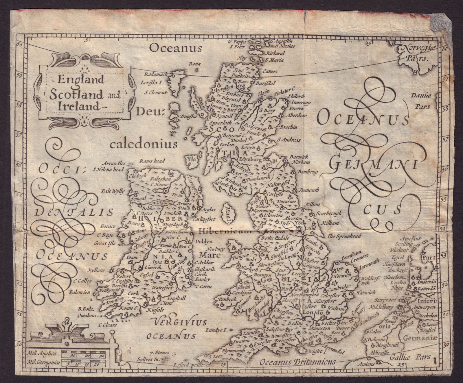 England, Scotland & Ireland by Keere. "Speed miniature" British Isles 1632 map