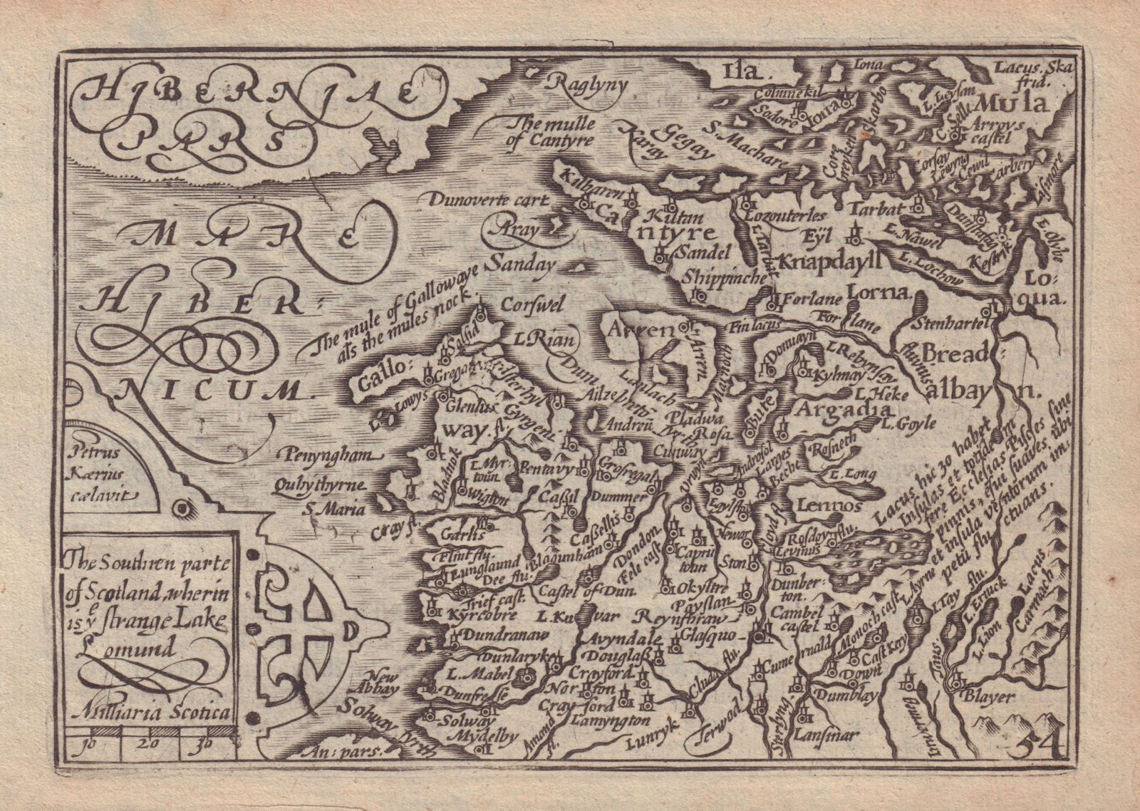 The Southren parte of Scotland… by Keere. "Speed miniature" SW Scotland 1632 map
