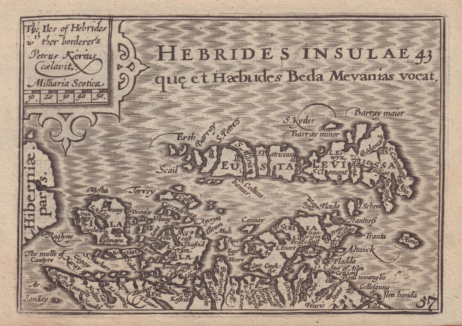 The Iles of Hebrides w'h ther borderers by Keere. "Speed miniature" 1632 map