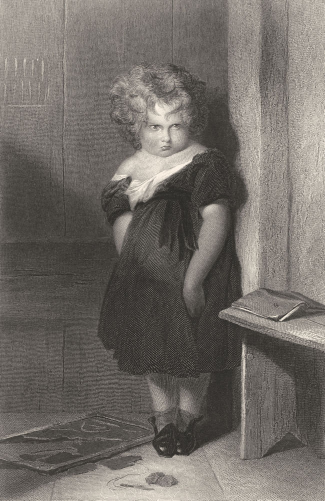 CHILDREN. Naughty boy-Landseer Finden c1870 old antique vintage print picture