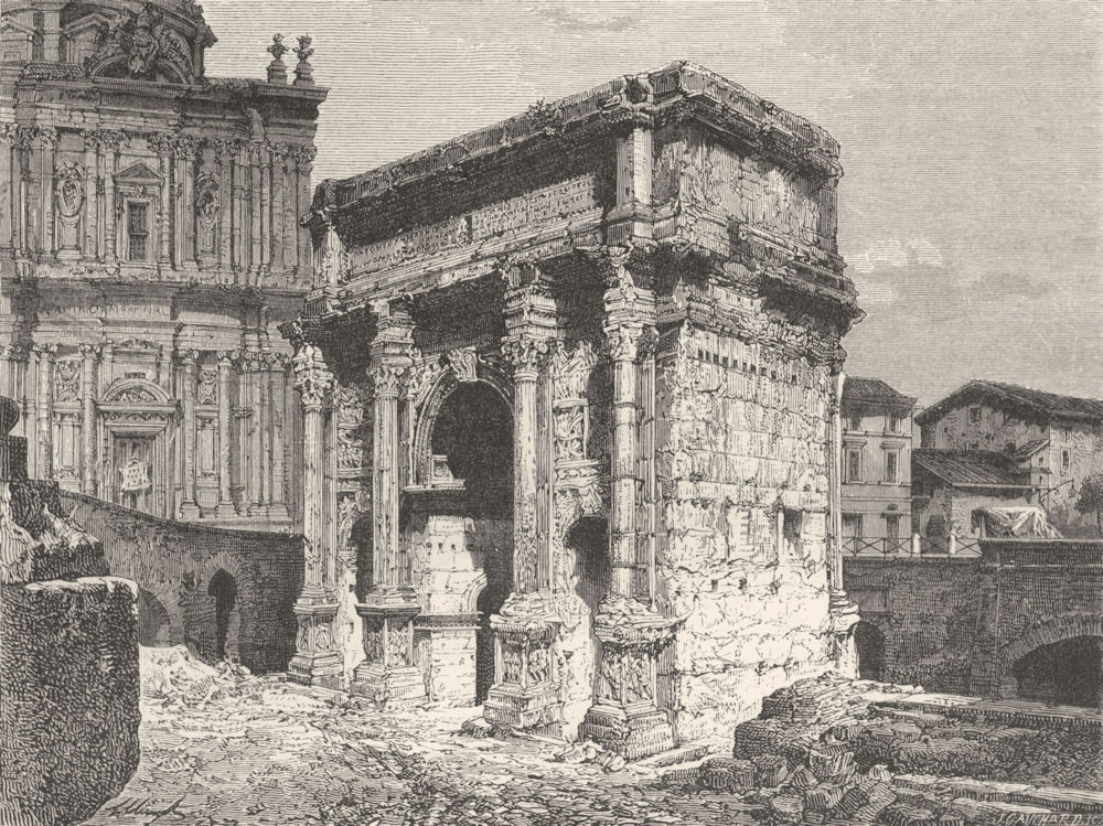ROME. Arch of Septimius Severus 1872 old antique vintage print picture