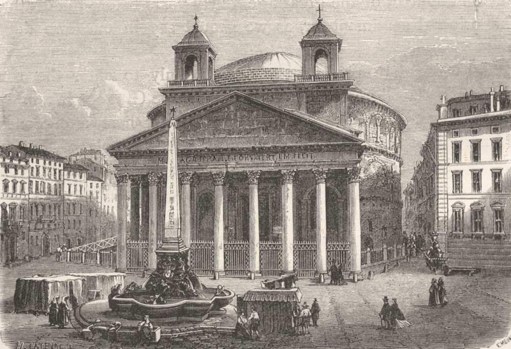 ROME. The Pantheon of Agrippa 1872 old antique vintage print picture