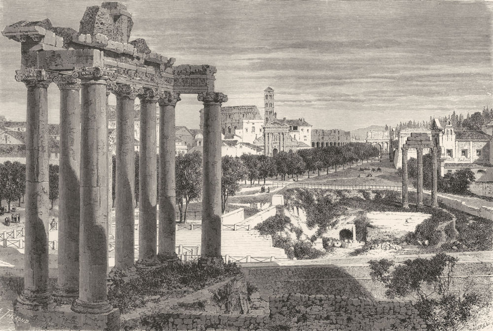 ROME. First view of the Campo-Vaccino 1872 old antique vintage print picture