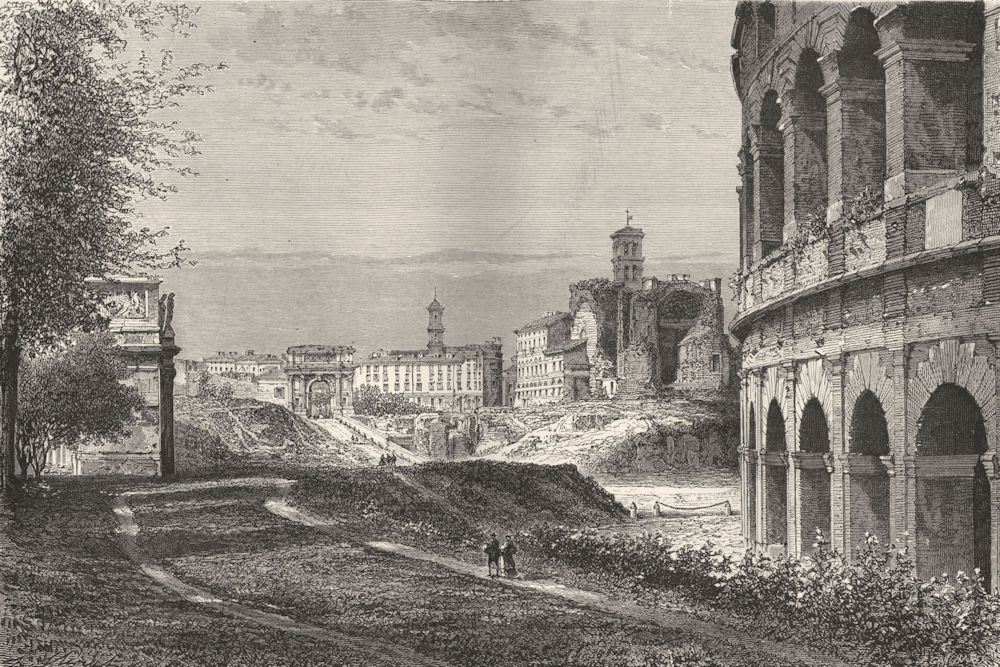 Associate Product ROME. Forum, via Sacra, Temple Venus, Titus Arch 1872 old antique print