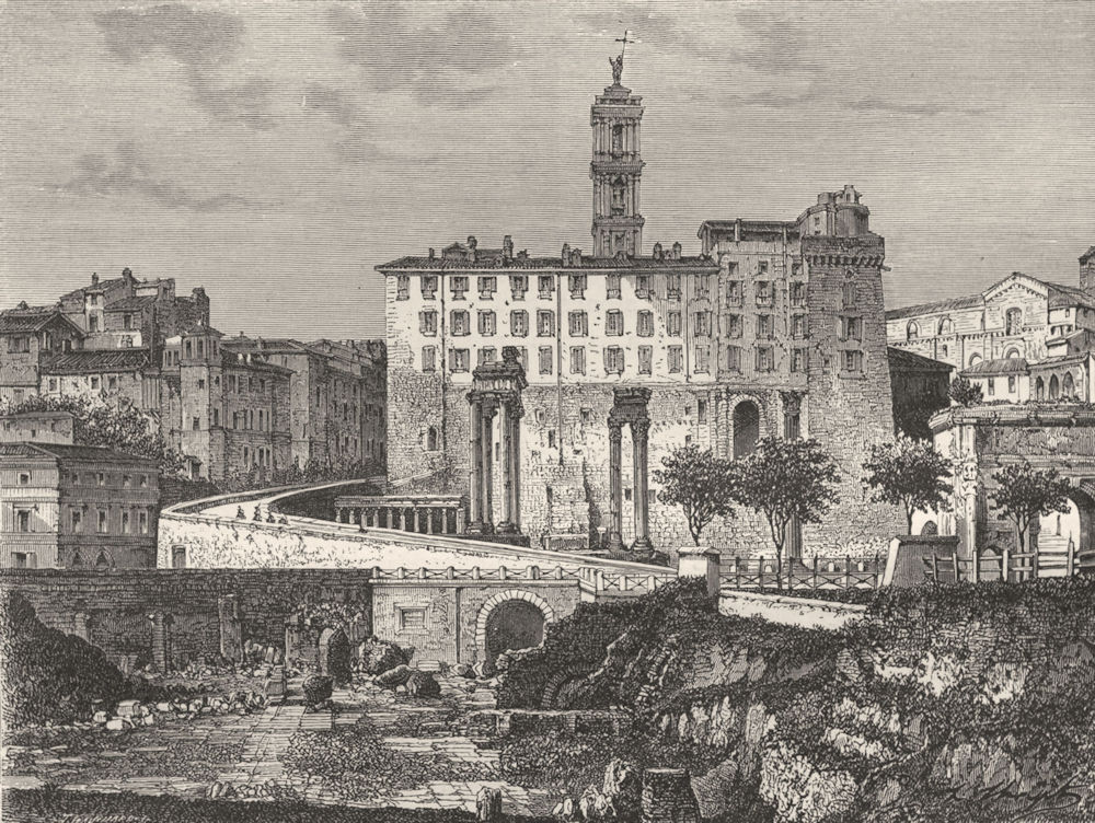 ROME. Pavement of Julian Basilica & Tabularium 1872 old antique print picture
