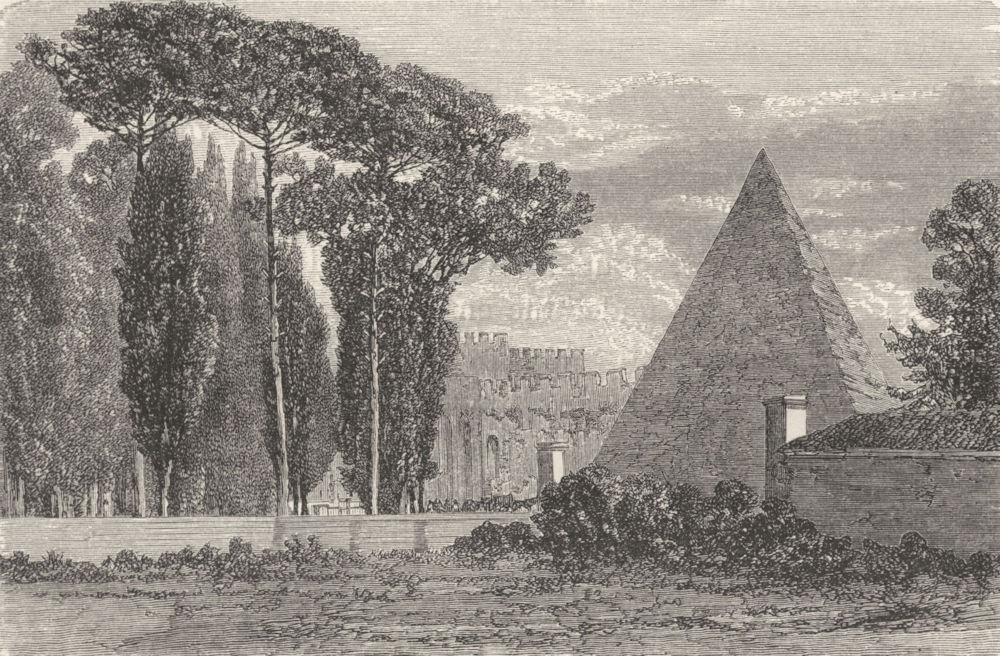 ROME. Pyramid of Cestius 1872 old antique vintage print picture