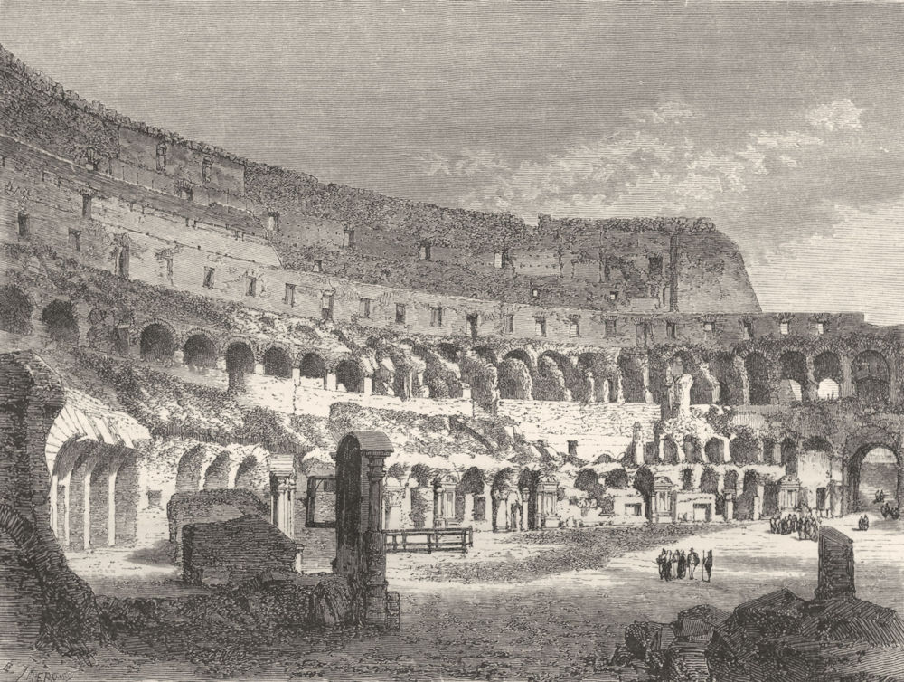 ROME. The Arena of the Colloseum 1872 old antique vintage print picture
