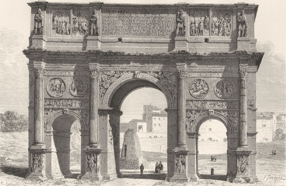 Associate Product ROME. Arch of Constantine 1872 old antique vintage print picture