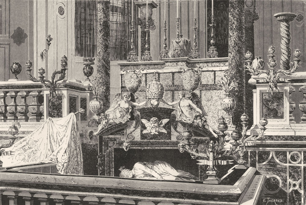 ROME. Altar & Monument of St Caecilia 1872 old antique vintage print picture