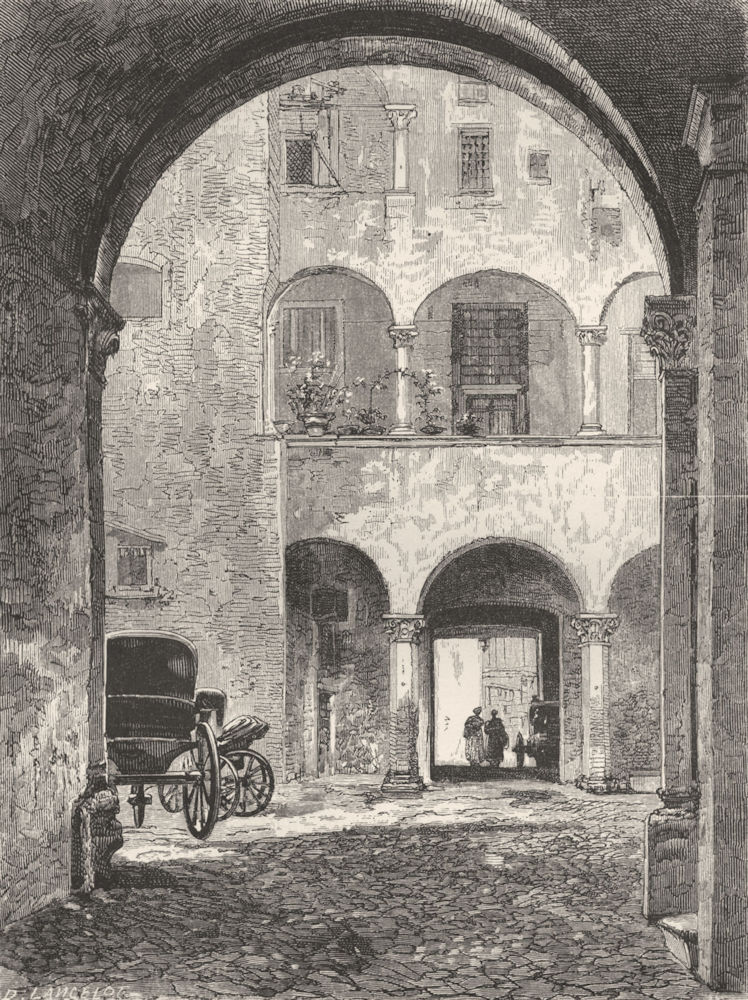 ROME. Palazzo Governo Vecchio, Via Della Pescheria 1872 old antique print
