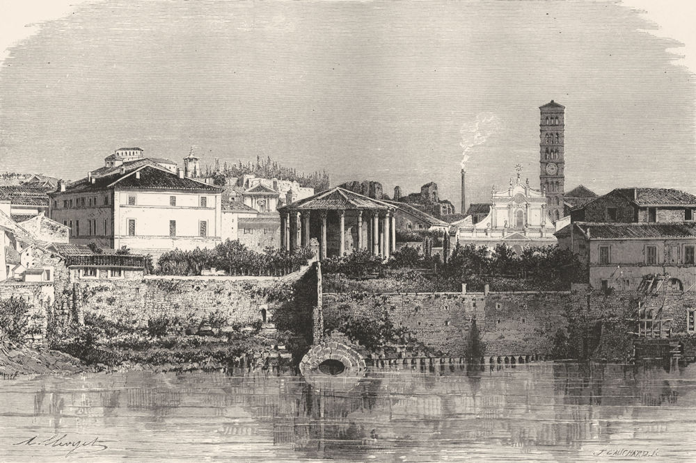 ROME. Tiber, Cloaca Maxima 1872 old antique vintage print picture