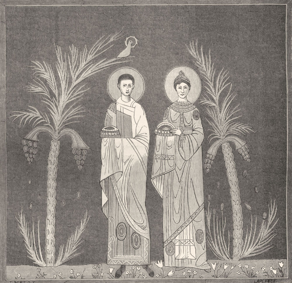 Associate Product ROME. St Caecilia, 9th Century Mosaic, Valerianus  1872 old antique print