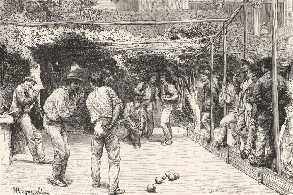 ROME. Players at Bowls 1872 old antique vintage print picture