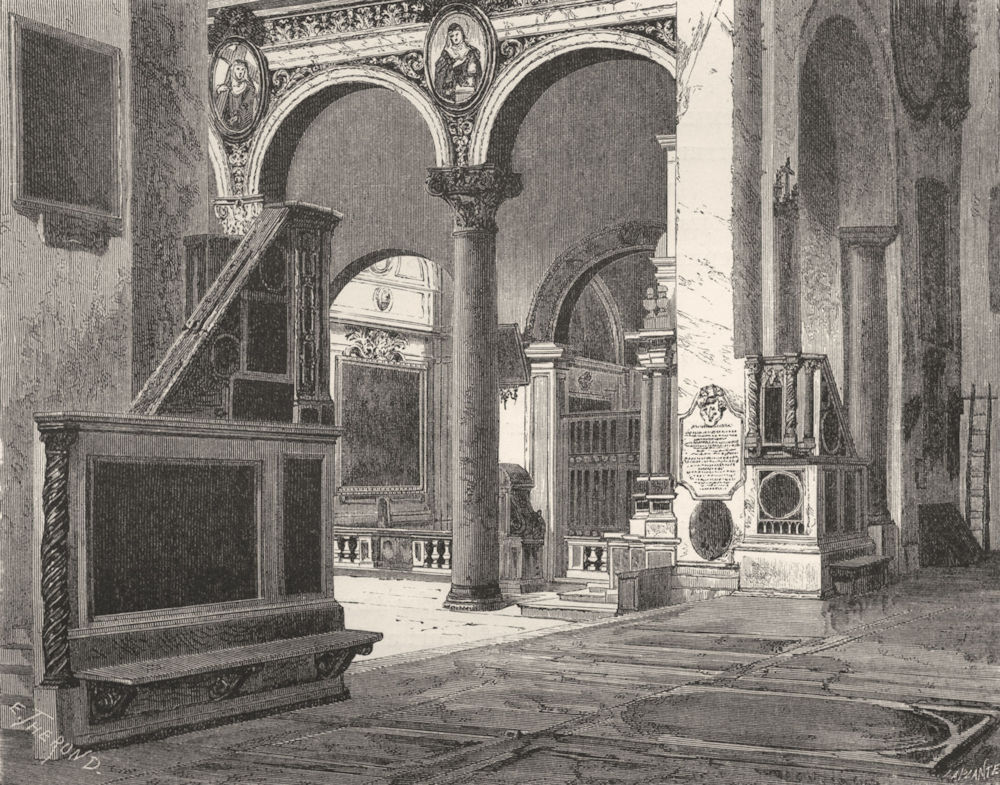 ROME. Church of Sta Maria in Aracoeli 1872 old antique vintage print picture