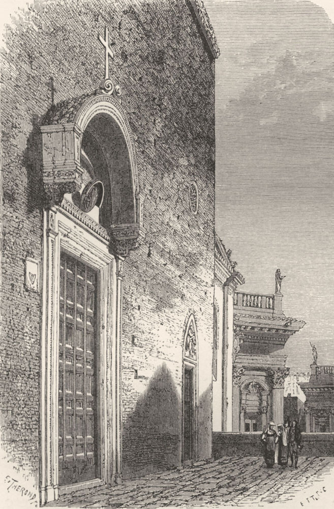 ROME. Principal door of the Aracoeli 1872 old antique vintage print picture