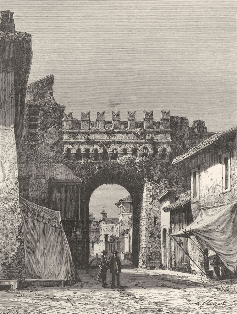 ROME. La Porta Settimiana, Trastevere 1872 old antique vintage print picture