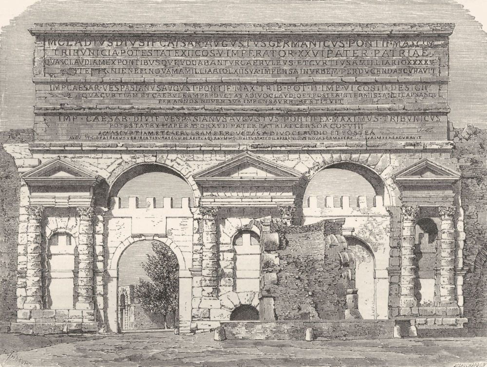 ROME. Porta Maggiore 1872 old antique vintage print picture