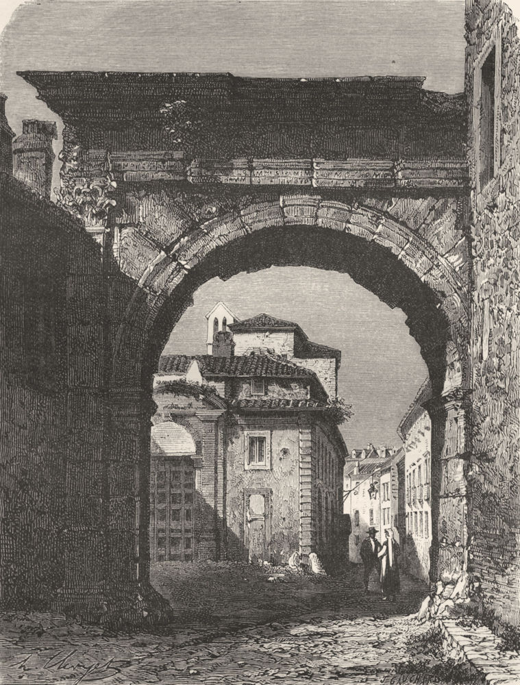 ROME. Arch of Gallienus 1872 old antique vintage print picture