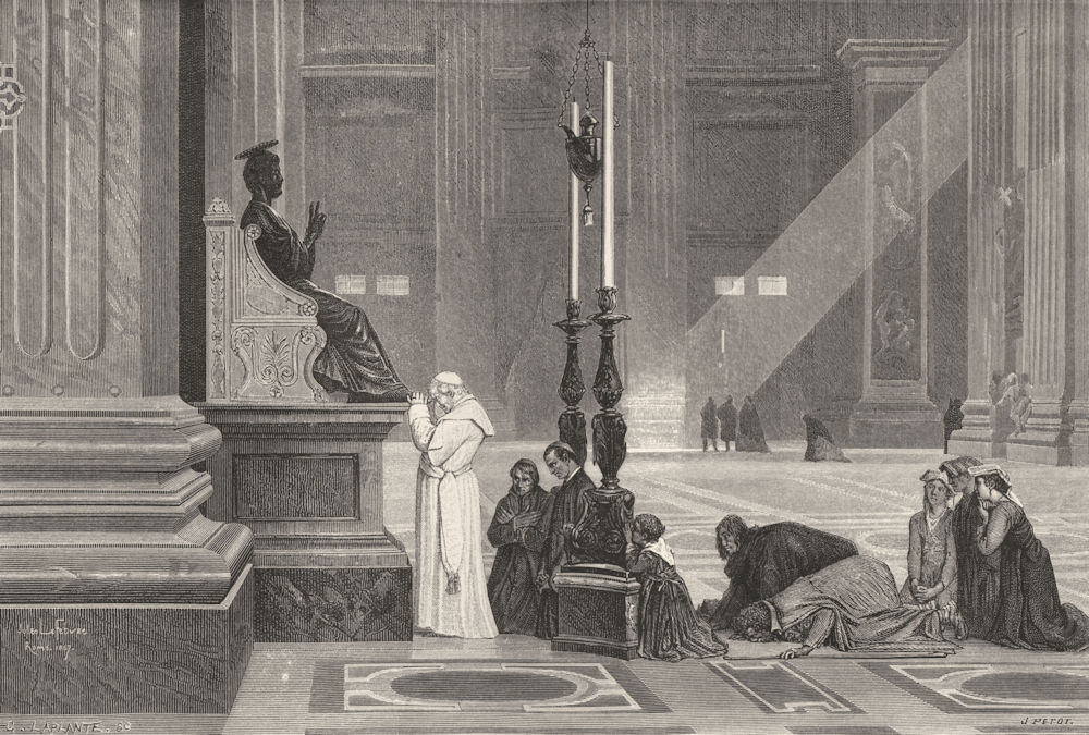 ROME. Pope, Feet of St Peter 1872 old antique vintage print picture