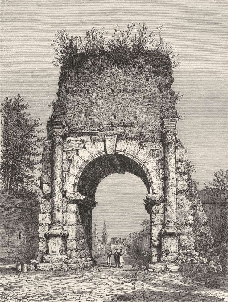 ROME. Arch of Drusus 1872 old antique vintage print picture