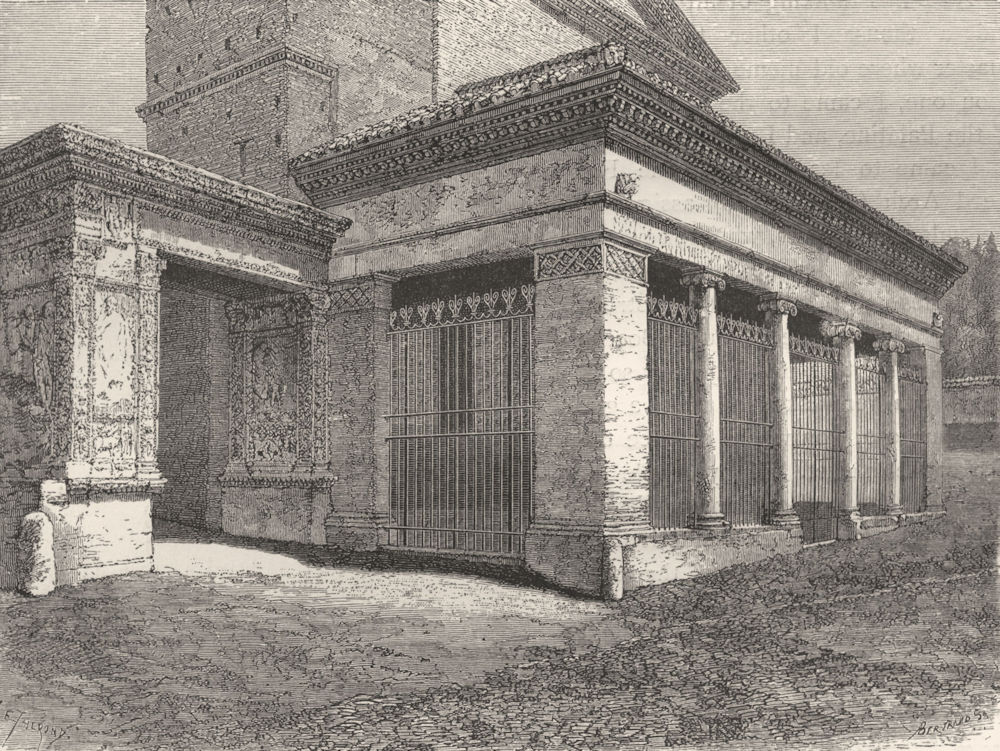 ROME. Arcus Argentariorum. Porch, San Giorgio Velabro 1872 old antique print