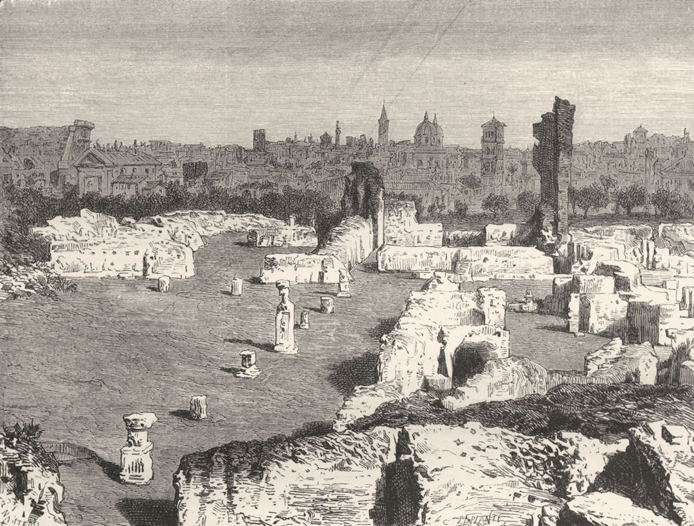 ROME. Remains of Public Palace Domitian 1872 old antique vintage print picture