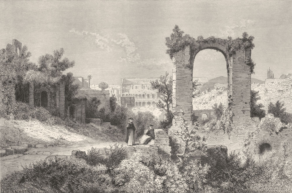 Associate Product ROME. View from Palatine, towards Coelian 1872 old antique print picture
