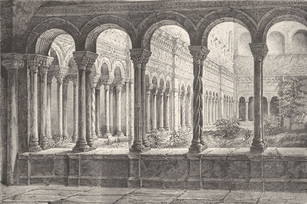 ROME. Cloister of St John Lateran 1872 old antique vintage print picture