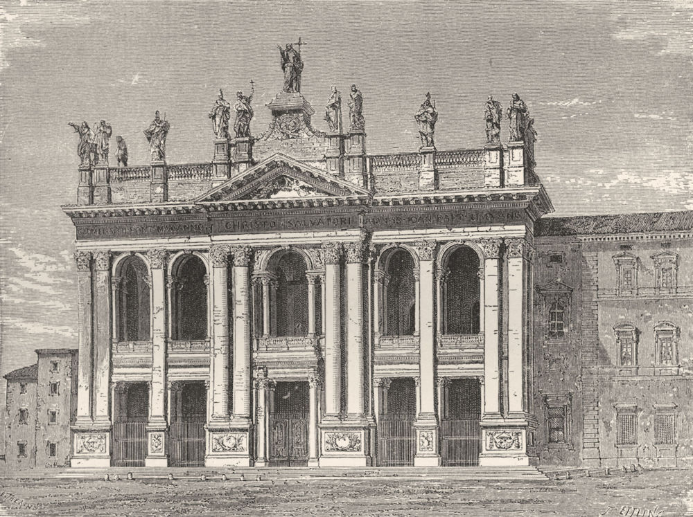 ROME. Portico of St John Lateran 1872 old antique vintage print picture