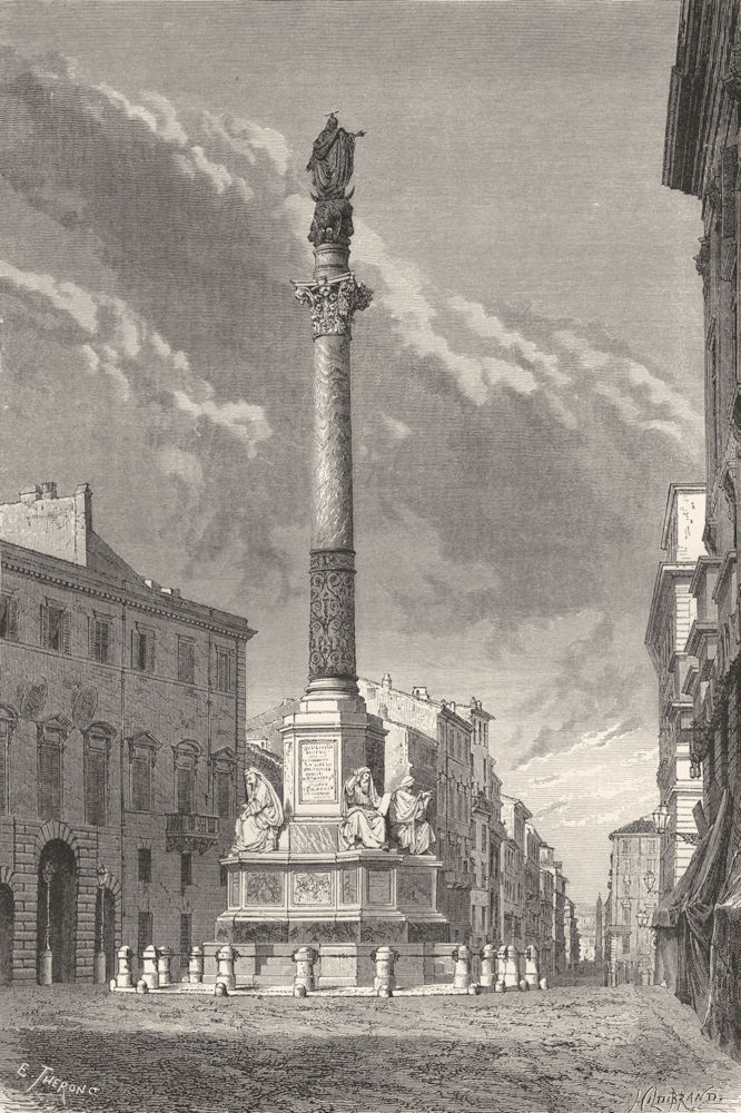 ROME. Column of the Immacolata 1872 old antique vintage print picture