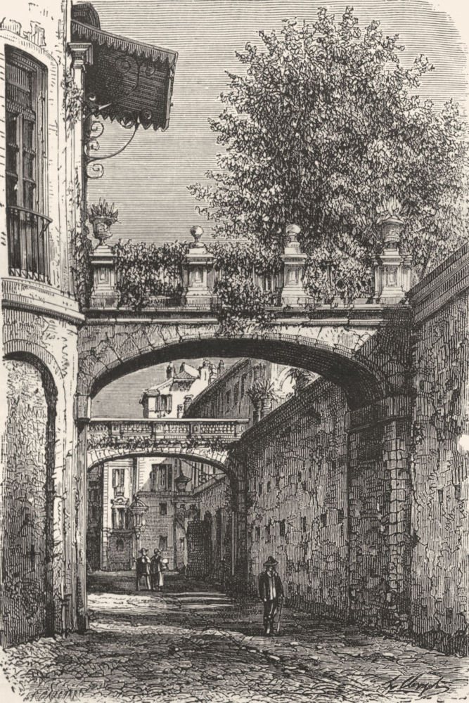 ROME. Via Della Pilotta 1872 old antique vintage print picture