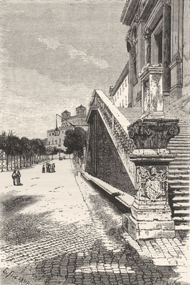 ROME. Perron of the Trinita 1872 old antique vintage print picture