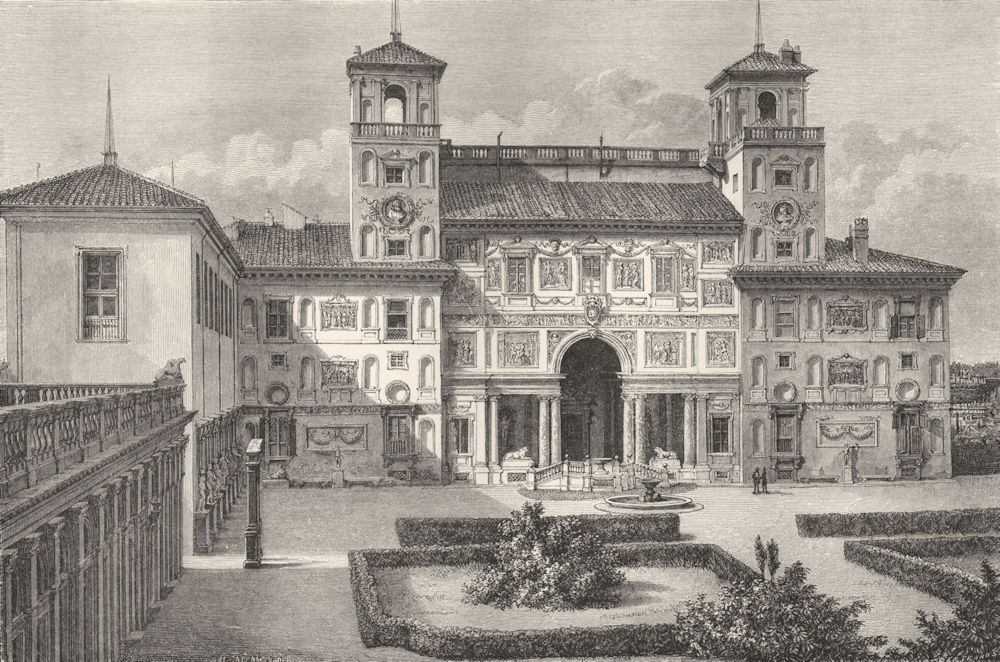 ROME. Villa Medici(Garden Front) 1872 old antique vintage print picture