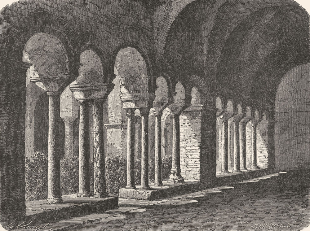 ROME. Cloister of San Lorenzo fuori le Mura 1872 old antique print picture