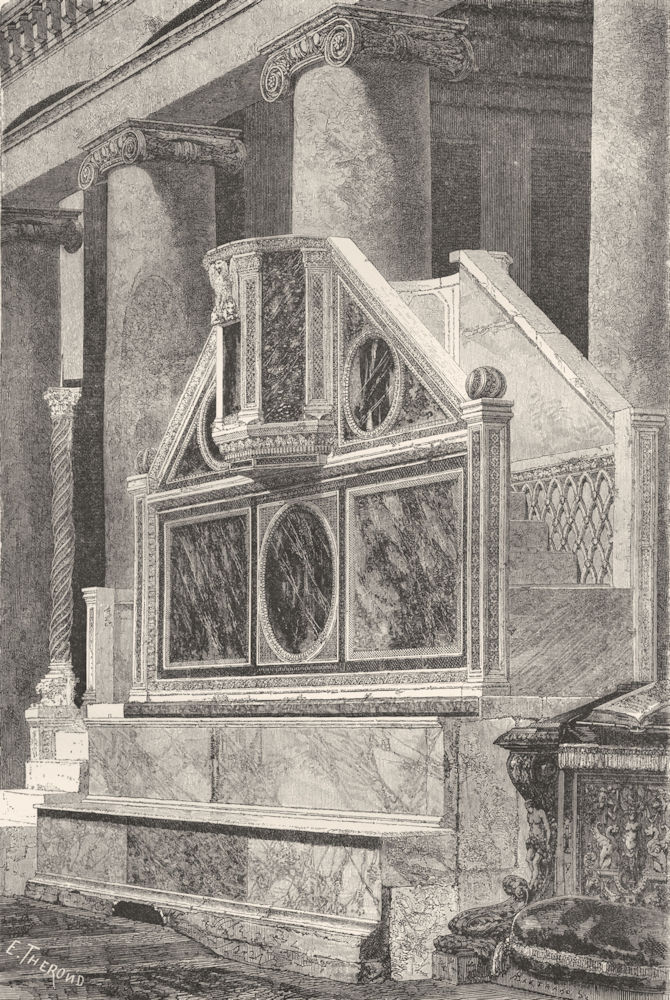 ROME. Pulpit of Gospel, San Lorenzo 1872 old antique vintage print picture